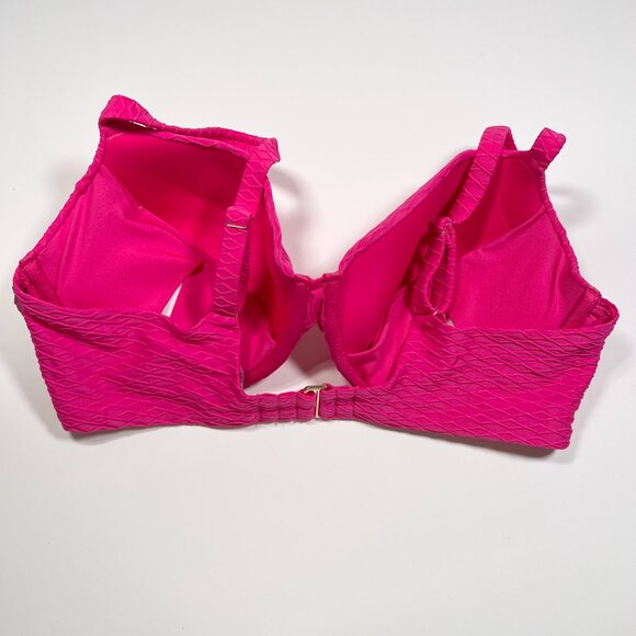Victoria Secret 40DD TWIST FRONT Push Up Bikini Top Underwire Textured Pink - Picture 6 of 8